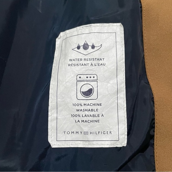 Tommy Hilfiger Tan Quilted Hooded Puffer Jacket Medium Winter Coat - Picture 9 of 12